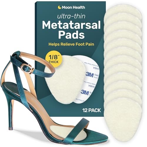 Ultra-Dünne Mittelfußpolster für Damen und Herren – Ballenpolster, 12er-Pack (6 Paare), 1/8 Zoll dick