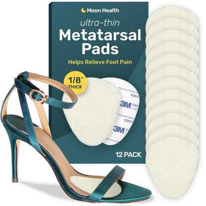 Ultra-Dünne Mittelfußpolster für Damen und Herren – Ballenpolster, 12er-Pack (6 Paare), 1/8 Zoll dick