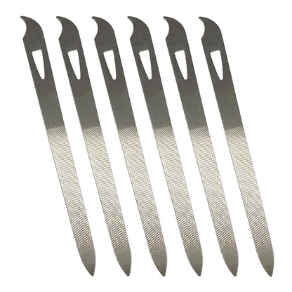 Nagelfeilen für Natürliche Nägel (6er-Pack), Metall-Nagelfeile 5,5 Zoll Edelstahl Dünne Langlebige Nagelfeile mit Gebogener Spitzer Spitze Doppelseitiges Maniküre Pediküre Zehennagel-Werkzeug