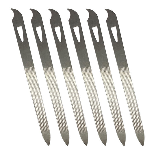 Nagelfeilen für Natürliche Nägel (6er-Pack), Metall-Nagelfeile 5,5 Zoll Edelstahl Dünne Langlebige Nagelfeile mit Gebogener Spitzer Spitze Doppelseitiges Maniküre Pediküre Zehennagel-Werkzeug