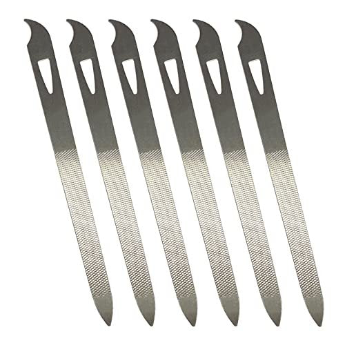Nagelfeilen für Natürliche Nägel (6er-Pack), Metall-Nagelfeile 5,5 Zoll Edelstahl Dünne Langlebige Nagelfeile mit Gebogener Spitzer Spitze Doppelseitiges Maniküre Pediküre Zehennagel-Werkzeug