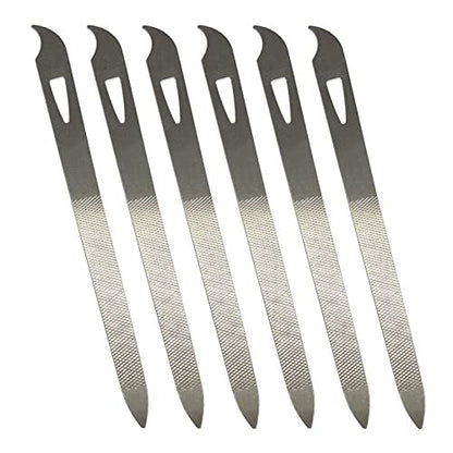 Nagelfeilen für Natürliche Nägel (6er-Pack), Metall-Nagelfeile 5,5 Zoll Edelstahl Dünne Langlebige Nagelfeile mit Gebogener Spitzer Spitze Doppelseitiges Maniküre Pediküre Zehennagel-Werkzeug