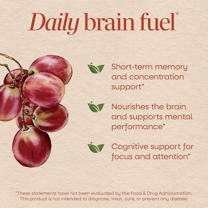 Nature's Way Brain Fuel Gummies – Nahrungsergänzungsmittel für Fokus und Gedächtnis, klinisch getestetes Cognigrape, Vitamine B6 & B12, Traubengeschmack, 60 Stück