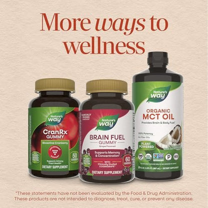 Nature's Way Brain Fuel Gummies – Nahrungsergänzungsmittel für Fokus und Gedächtnis, klinisch getestetes Cognigrape, Vitamine B6 & B12, Traubengeschmack, 60 Stück
