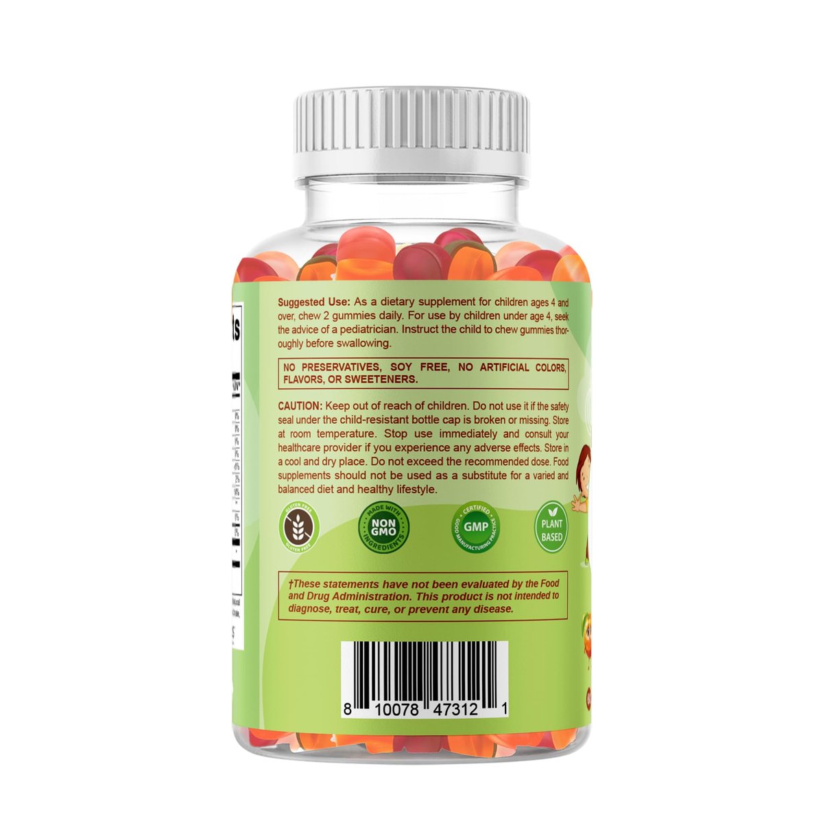 Vitamatic Kinder Präbiotikum Ballaststoff Gummis – Extra Stärke 4g Ballaststoffe – Ohne Zuckerzusatz – 60 Gummis auf Pektinbasis – Unterstützung für Verdauungsgesundheit & Regelmäßigkeit