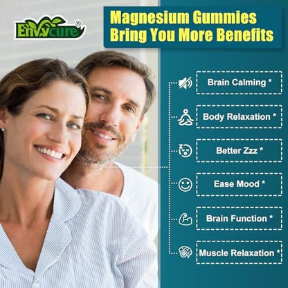 Zuckerfreie Magnesiumglycinat Gummis 400mg mit Ashwagandha, B1, B3, Rhodiola Rosea & Safran – zur Unterstützung von Ruhe, Stimmung & Energie – Magnesium Gummis für Erwachsene, kaubares Magnesiumpräparat, 60 Stück