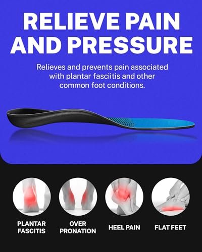 Walkhero Plantarfasziitis-Einlegesohlen mit hohem Fußgewölbe – Schmerzlinderung bei Fersensporn, Plattfüßen und Fußermüdung (Herren 5-5,5 | Damen 7-7,5, Blau)