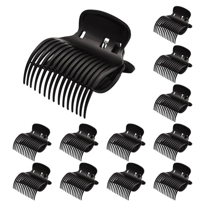 12 Stück Haarrollenclips aus Kunststoff – Ersatzclips für kleine, mittlere, große und Jumbo-Haarrollen – Damen Haarstyling-Zubehör (Schwarz)