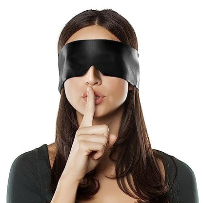 FRESHME Satin Schlafmaske - Bequeme Augenmaske für Frauen und Männer, weiche, verstellbare, blickdichte Augenabdeckung für Nacht Schlaf, Reisen, Meditation, reines Schwarz, Valentinstagsgeschenk 160cm/63in