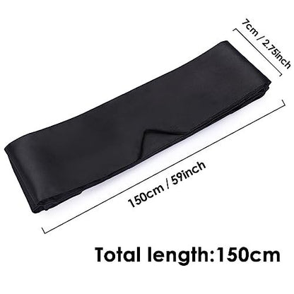 FRESHME Satin Schlafmaske - Bequeme Augenmaske für Frauen und Männer, weiche, verstellbare, blickdichte Augenabdeckung für Nacht Schlaf, Reisen, Meditation, reines Schwarz, Valentinstagsgeschenk 160cm/63in