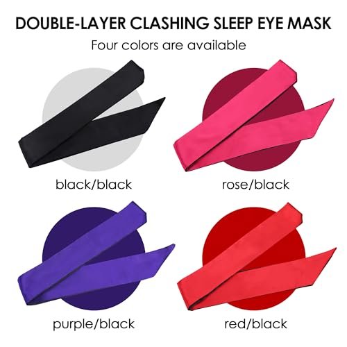 FRESHME Satin Schlafmaske - Bequeme Augenmaske für Frauen und Männer, weiche, verstellbare, blickdichte Augenabdeckung für Nacht Schlaf, Reisen, Meditation, reines Schwarz, Valentinstagsgeschenk 160cm/63in