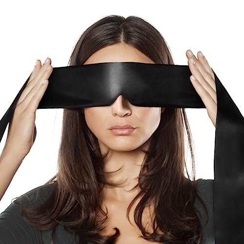 FRESHME Satin Schlafmaske - Bequeme Augenmaske für Frauen und Männer, weiche, verstellbare, blickdichte Augenabdeckung für Nacht Schlaf, Reisen, Meditation, reines Schwarz, Valentinstagsgeschenk 160cm/63in