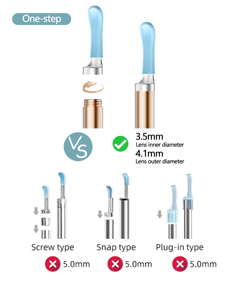 Bebird Ersatzaufsätze für R1 Ohrkamera, 8 Stück wasserdichte Silikon-Ohrlöffel für nasse/trockene Ohrenreinigung, Original BEBIRD Ohrreiniger-Aufsätze Set für W3/R3/T15/X3/X17 PRO/D3Pro/T5 (Spiralstruktur)