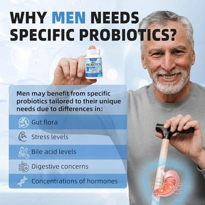 ZEBORA Probiotika für Männer – 100 Milliarden KBE mit Verdauungsenzymen, Sägepalme & Cranberry für Prostata-Unterstützung – Haltbar, glutenfrei, tägliches Nahrungsergänzungsmittel – 90 vegane Kapseln