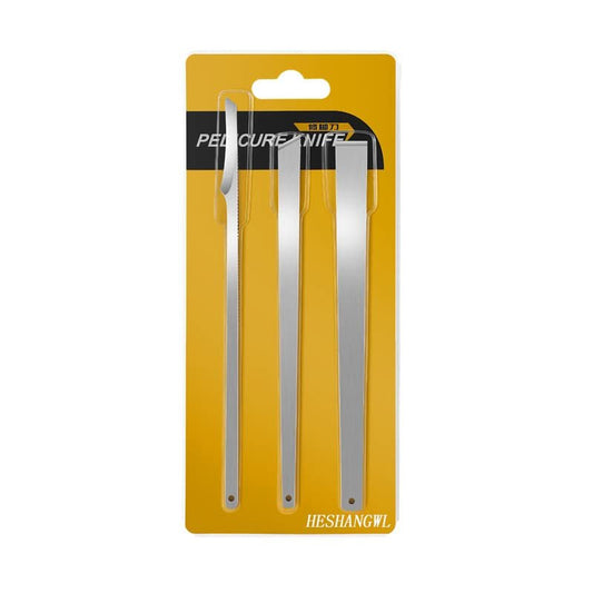 3-teiliges Edelstahl-Set zur Behandlung von eingewachsenen Zehennägeln – Professionelles Pediküre-Messer mit Hornhautentferner für Nagel- und Hühneraugenpflege (mit Löchern)