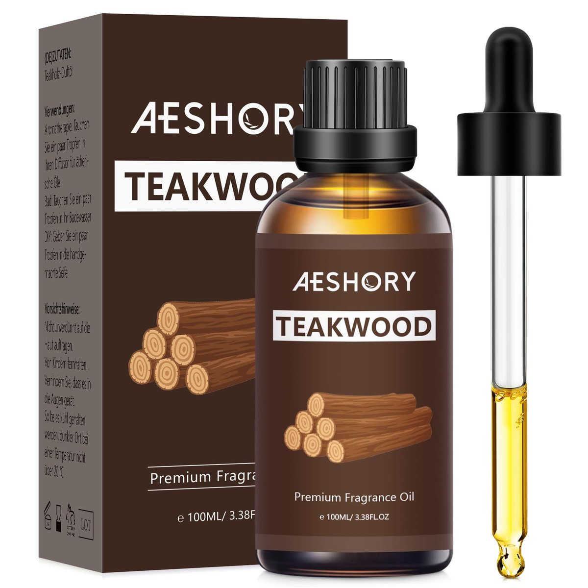 Teakholz Duftöl 3,38 FL.OZ - Aromatherapie Ätherisches Öl für Diffuser, Massage, Seifen- und Kerzenherstellung - 100 ml