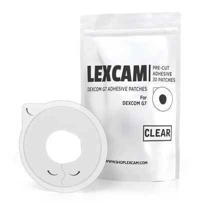 Lexcam Dexcom G7 Klebepflaster, 30er-Pack, wasserdichte CGM-Abdeckung, klar (Sensor nicht enthalten)
