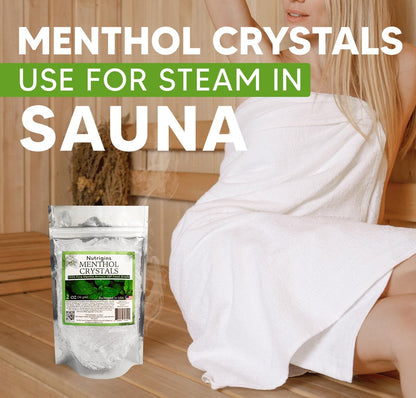 Nutrigins Menthol Kristalle 56g - 100% reine Bio-Mentholkristalle aus Mentha Arvensis, natürliches Pfefferminzöl, wiederverschließbarer Standbeutel