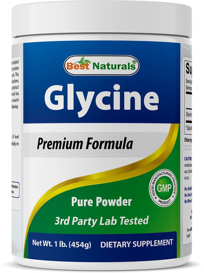 Best Naturals Glycin Pulver 1 Pfund – Unterstützung für Neurotransmitter und Entspannung