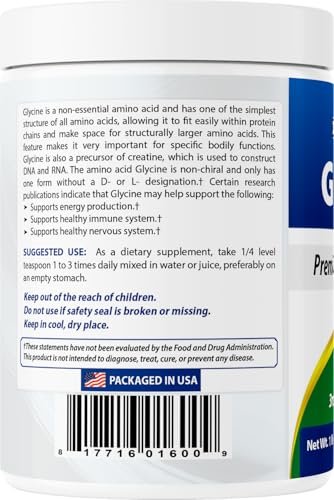 Best Naturals Glycin Pulver 1 Pfund – Unterstützung für Neurotransmitter und Entspannung
