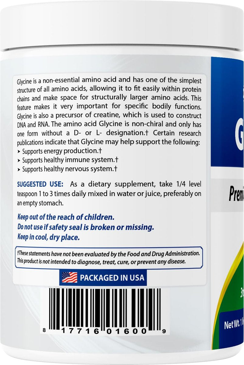 Best Naturals Glycin Pulver 1 Pfund – Unterstützung für Neurotransmitter und Entspannung