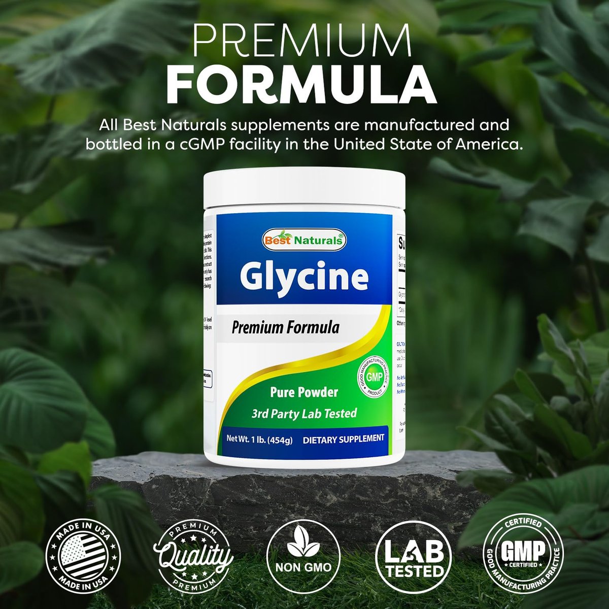 Best Naturals Glycin Pulver 1 Pfund – Unterstützung für Neurotransmitter und Entspannung