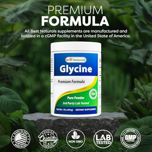 Best Naturals Glycin Pulver 1 Pfund – Unterstützung für Neurotransmitter und Entspannung
