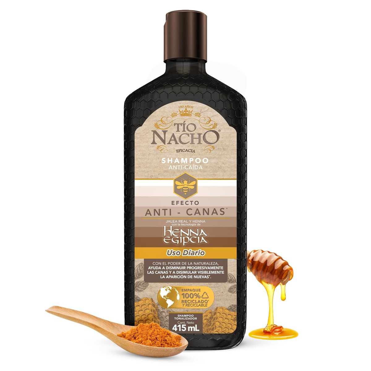 Tio Nacho Shampoo Anti-Caída mit Henna Egipcia – Anti-Canas & Kräftigung, 414 ml