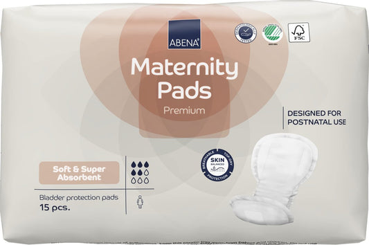 Abena Premium Wochenbett-Einlagen für die Zeit nach der Geburt, saugstark, weich, diskret – 15 Stück