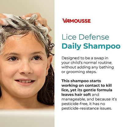 Vamousse Kopf Läuse Abwehr Tägliches Shampoo, homöopathische, pestizidfreie Formel mit Teebaumöl, Schutz nach Exposition für Kinder & Familie, paraben-, sulfat- & farbstofffrei, 400 ml