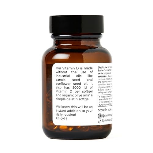 Santa Cruz Paleo Vitamin D3 5000 IE Weichkapseln – Tägliches Nahrungsergänzungsmittel mit Olivenöl für Männer und Frauen, für optimale Aufnahme formuliert, unterstützt die Knochengesundheit, glutenfrei, zuckerfrei, paleo, keto, 60 Stück