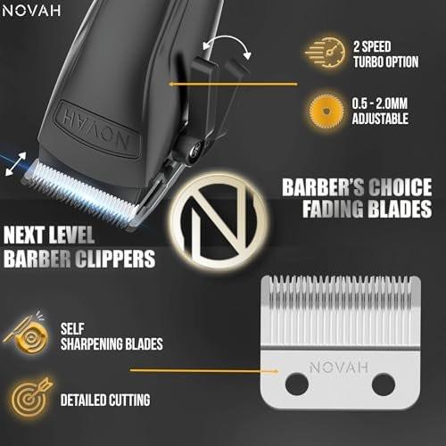 Novah Professional Haarschneider für Männer – Kabelloser Barber Haarschneider, Elektrischer Haarschneider für Herren, Profi Haarset mit Fade-Funktion, Maquina de Cortar Cabello