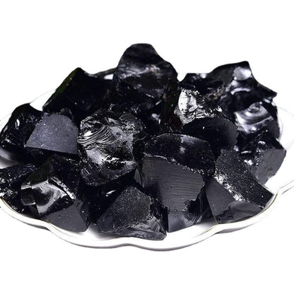 Schwarze Obsidian Rohkristalle, Groß 1.25-2.0" - Natürliche Heilsteine, Rohsteine für Tumbling, Cabbing, Brunnensteine, Dekoration, Polieren, Drahtwickeln, Wicca & Reiki