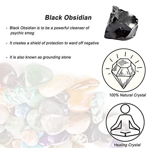 Schwarze Obsidian Rohkristalle, Groß 1.25-2.0" - Natürliche Heilsteine, Rohsteine für Tumbling, Cabbing, Brunnensteine, Dekoration, Polieren, Drahtwickeln, Wicca & Reiki