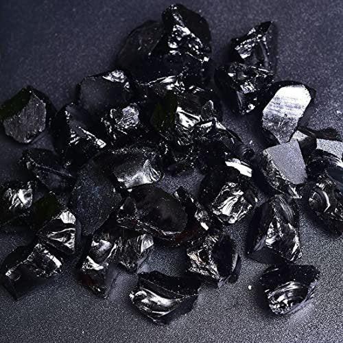 Schwarze Obsidian Rohkristalle, Groß 1.25-2.0" - Natürliche Heilsteine, Rohsteine für Tumbling, Cabbing, Brunnensteine, Dekoration, Polieren, Drahtwickeln, Wicca & Reiki