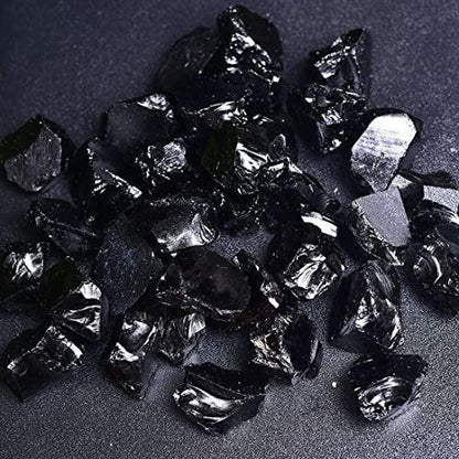 Schwarze Obsidian Rohkristalle, Groß 1.25-2.0" - Natürliche Heilsteine, Rohsteine für Tumbling, Cabbing, Brunnensteine, Dekoration, Polieren, Drahtwickeln, Wicca & Reiki