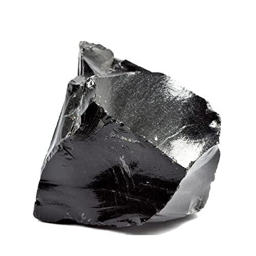 Schwarze Obsidian Rohkristalle, Groß 1.25-2.0" - Natürliche Heilsteine, Rohsteine für Tumbling, Cabbing, Brunnensteine, Dekoration, Polieren, Drahtwickeln, Wicca & Reiki