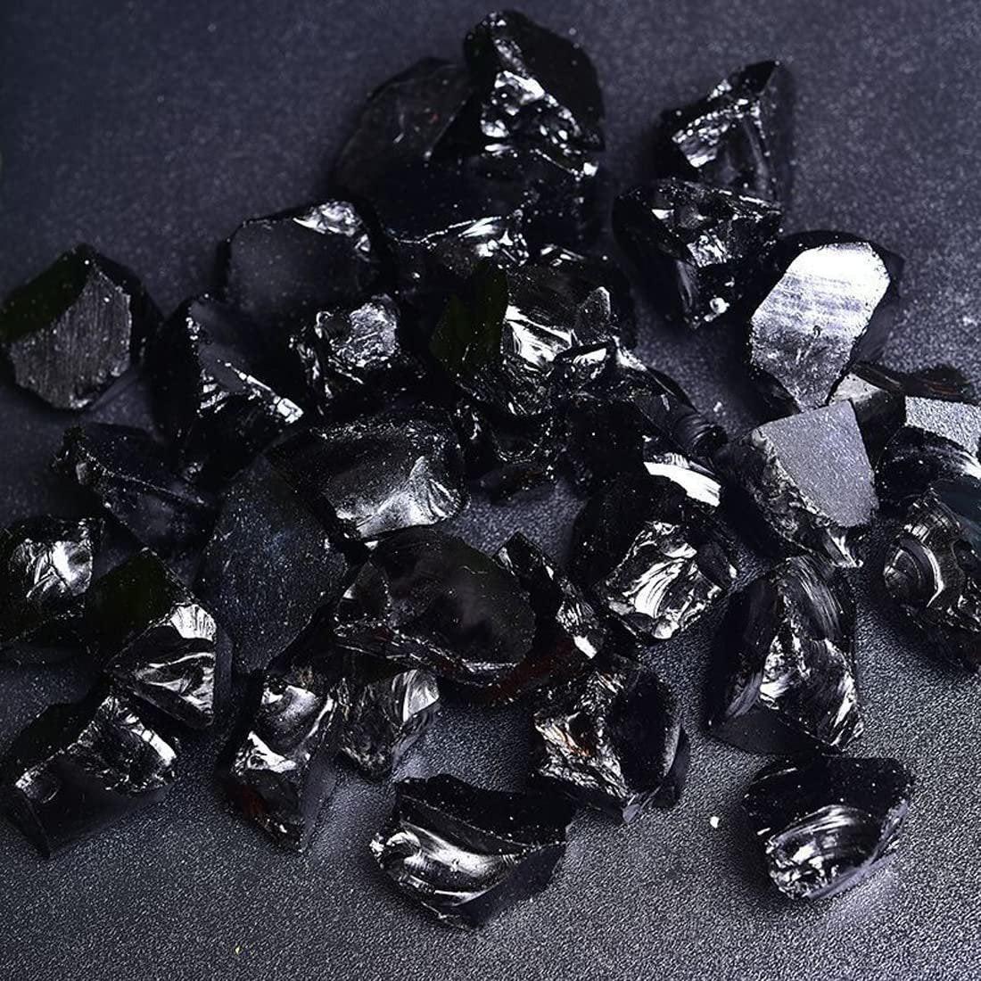 Schwarze Obsidian Rohkristalle, Groß 1.25-2.0" - Natürliche Heilsteine, Rohsteine für Tumbling, Cabbing, Brunnensteine, Dekoration, Polieren, Drahtwickeln, Wicca & Reiki