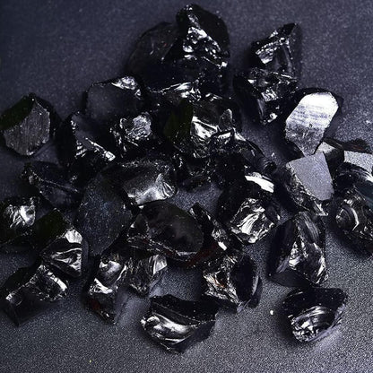 Schwarze Obsidian Rohkristalle, Groß 1.25-2.0" - Natürliche Heilsteine, Rohsteine für Tumbling, Cabbing, Brunnensteine, Dekoration, Polieren, Drahtwickeln, Wicca & Reiki