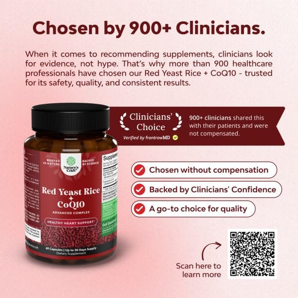 Roter Reis mit CoQ10 Kapseln - Fortschrittliche Herzgesundheit & gesunder Cholesterinspiegel für Männer & Frauen - Rote Reis Kapseln mit 1200 mg pro Portion und CoQ10 - 60 Kapseln