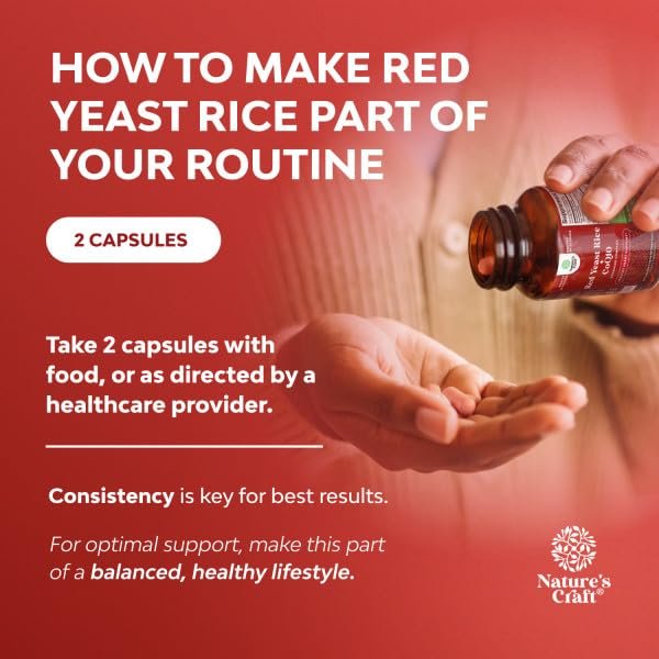 Roter Reis mit CoQ10 Kapseln - Fortschrittliche Herzgesundheit & gesunder Cholesterinspiegel für Männer & Frauen - Rote Reis Kapseln mit 1200 mg pro Portion und CoQ10 - 60 Kapseln