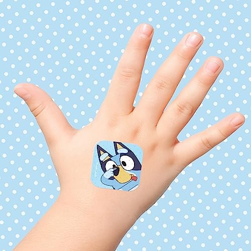 Bluey Kinderpflaster, 3 verschiedene Größen, 100 Stück | Haften wie Aufkleber, flexible Wundpflaster für kleine Schnitte, Schürfwunden und Verbrennungen