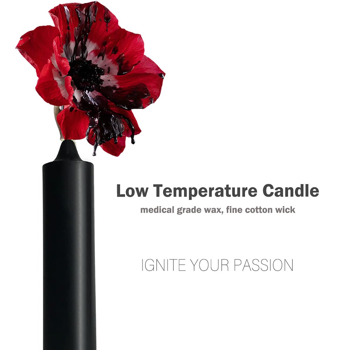 WEIHAI Niedrigtemperatur-Kerzen für Wax Play, Romantische Tropfkerzen für Valentinstag, Paare, Hochzeiten, Wohnkultur - 2er-Pack, Schwarz und Rot