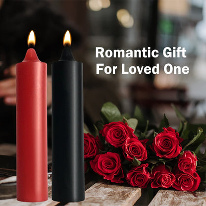 WEIHAI Niedrigtemperatur-Kerzen für Wax Play, Romantische Tropfkerzen für Valentinstag, Paare, Hochzeiten, Wohnkultur - 2er-Pack, Schwarz und Rot