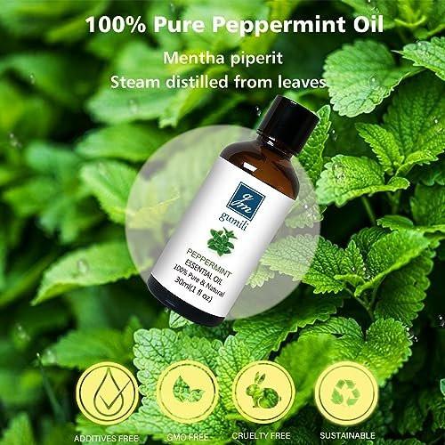 GM Gumili Pfefferminzöl für Diffuser, Haare, Spray, Seife, Duschgel – 100% reines ätherisches Pfefferminzöl – 30 ml