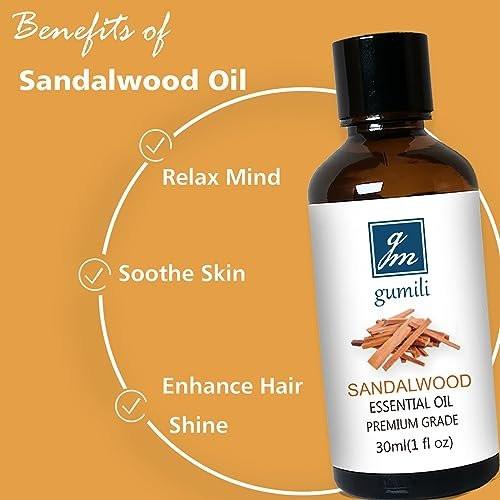 GM Gumili Sandelholz Ätherisches Öl – 30 ml | Duftöl für Diffuser, Parfüm, Haut & Haare