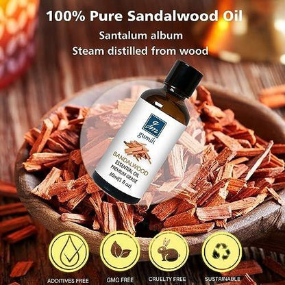 GM Gumili Sandelholz Ätherisches Öl – 30 ml | Duftöl für Diffuser, Parfüm, Haut & Haare