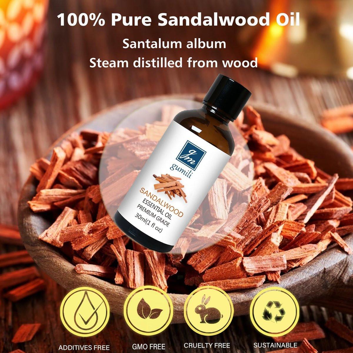 GM Gumili Sandelholz Ätherisches Öl – 30 ml | Duftöl für Diffuser, Parfüm, Haut & Haare