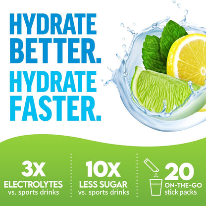 Force Factor Liquid Labs Elektrolyt-Pulver Beutel – Zitrone-Limette – Hydrationsbeutel für Elektrolytwasser mit 5 essentiellen Elektrolyten, Vitaminen, Mineralien und Antioxidantien, 20 Sticks