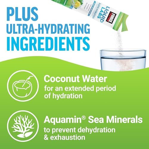 Force Factor Liquid Labs Elektrolyt-Pulver Beutel – Zitrone-Limette – Hydrationsbeutel für Elektrolytwasser mit 5 essentiellen Elektrolyten, Vitaminen, Mineralien und Antioxidantien, 20 Sticks